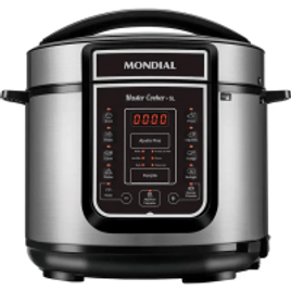 Panela de Pressão Elétrica Mondial Master Cooker 5L Digital e Timer PE38 - Inox/Preto - 110 Volts