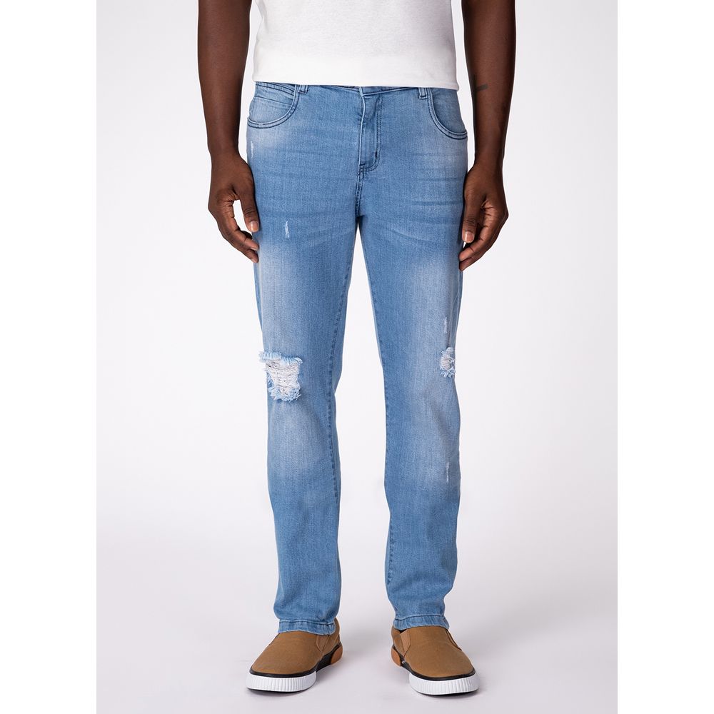 Calça Slim Jeans TNG Com Puídos Tam 46