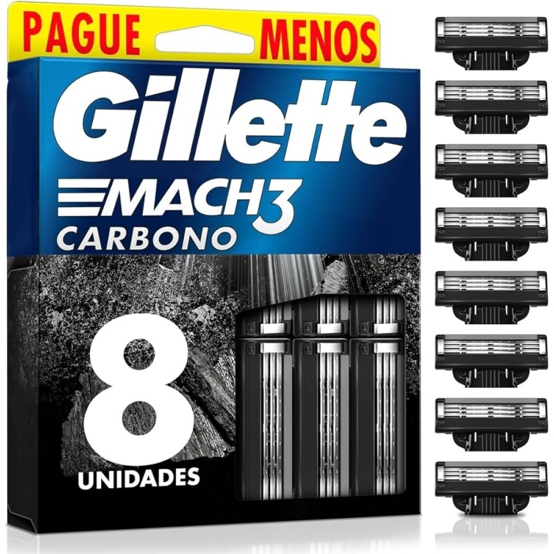 Refis Para Barbear Gillette Mach3 Carbono - 8 Unidades