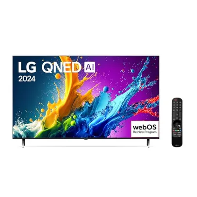 Smart TV 4K 65 LG QNED 65QNED80T Processador α5 Ger7 AI Quantum Dot Nanocell Local Dimming Design Super Slim Alexa/Chromecast integrado webOS 24