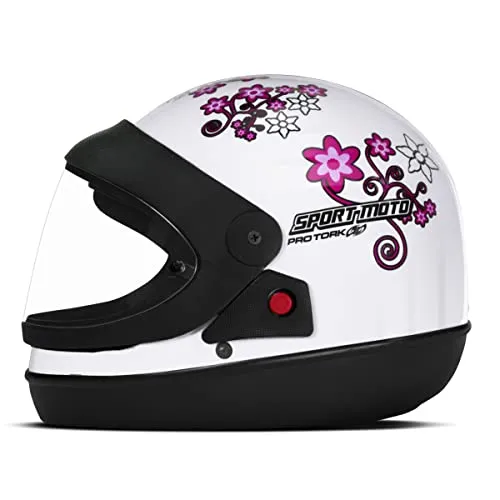 Pro Tork Capacete Sport Moto For Girls 56 Branco/Rosa