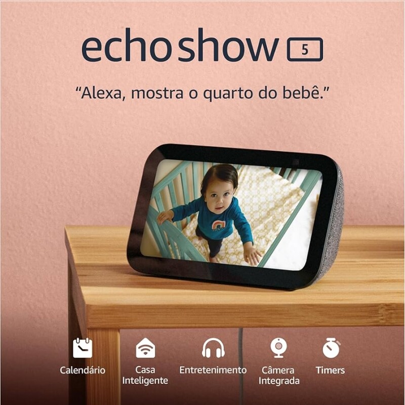 Smart Speaker Echo Show 5 Amazon Tela de 5.5" Alexa em Português (3ª geração - 2023)