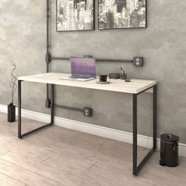 Mesa para Escritório Office Estilo Industrial 150m Kuadra Compace Snow/Est.Preta