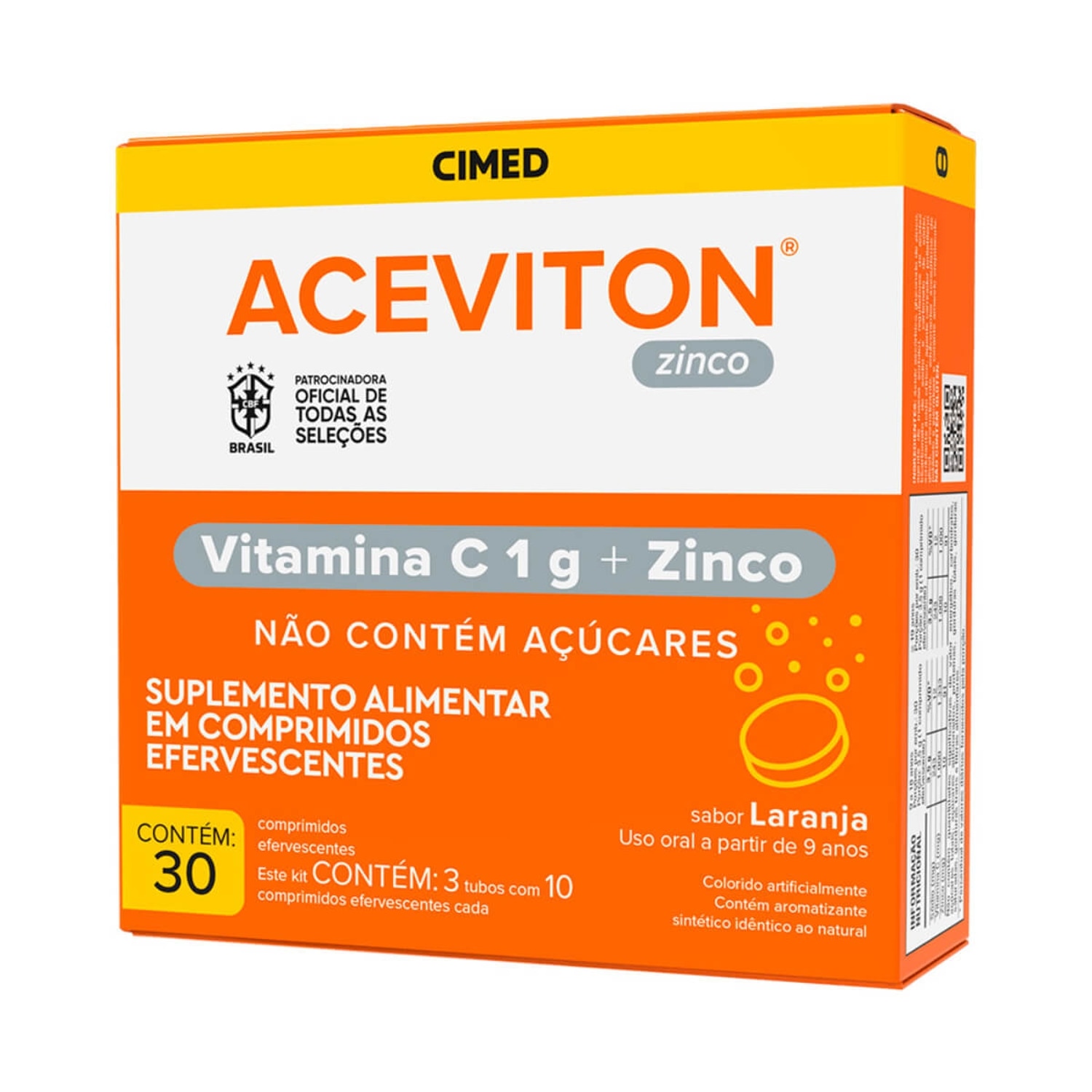 Aceviton Zinco Sabor Laranja 30 Comprimidos Efervescentes