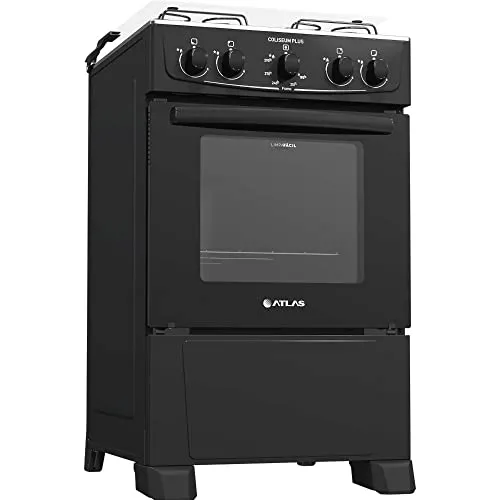 Fogão Atlas 4 bocas preto com forno limpa fácil Coliseum Plus - Forno 50l