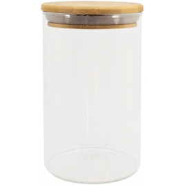 POTE HERMÉTICO DE VIDRO COM TAMPA DE BAMBU FLAT 1100ML - OIKOS