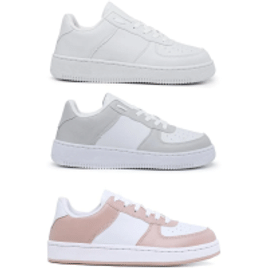 Kit 3 Pares Tênis Sneakers Casual Feminino