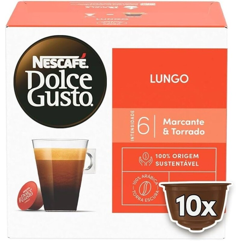 2 Caixas Café em Cápsula Dolce Gusto Nescafe Lungo - 10 Unidades Cada