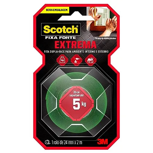 [REC] Scotch, 3M, Fixa Forte, Fita Dupla Face, Fixação Extrema, 24mm x 2m - 5KG