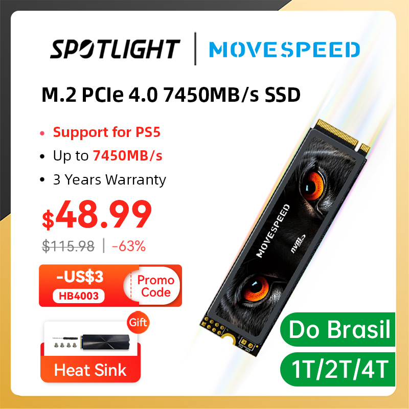 SSD NVME Movespeed 512GB GEN 4 7450mb/s