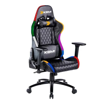 Cadeira Gamer KBM! GAMING CG370 RGB, Preto, Luz RGB, Com Almofadas, Reclinável - KGCG370RGB