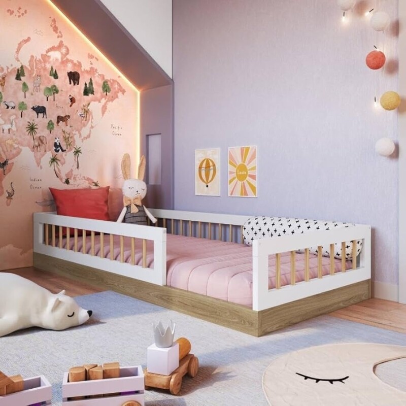 Cama Montessoriana de Solteiro Affetto Aveiro Oak/branco