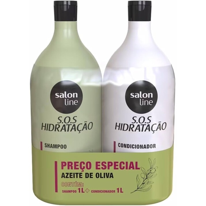 Kit Shampoo e Condicionador SOS Hidratação Azeite de Oliva Vegano - Salon Line