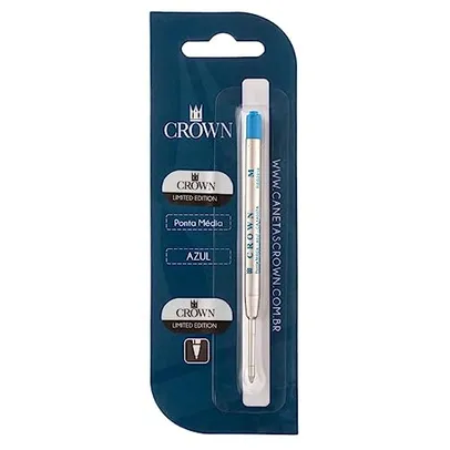 [R$ 12,75 +por- & 5+ unid] Crown, CA14007A, Carga Para Caneta Esferográfica, Parker, Azul