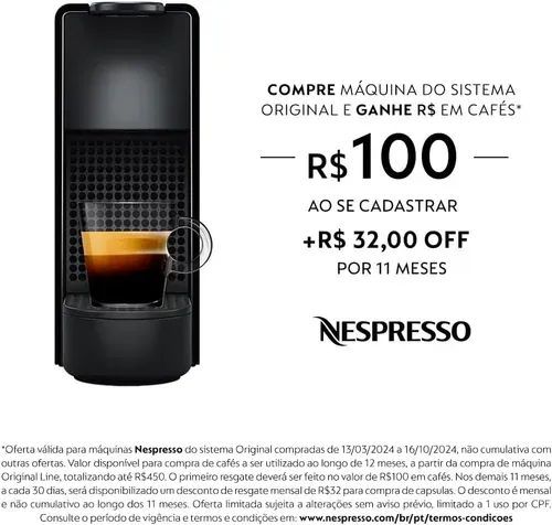 Máquina de café Espresso Nespresso Essenza Mini Cafeteira - Ganhe R$100 ao Cadastrar + R$32 por 11 meses