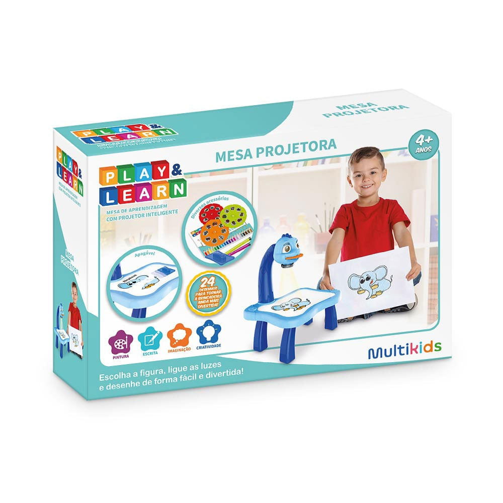 Mesa Projetora Para Desenhar Azul Play e Learn Multikids - BR1600