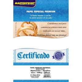 Papel A4 Masterprint Diplomata Branco Premium 180G Pacote Com 50 Unidades