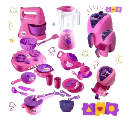 Kit Completa Cozinha Infantil 27 Pçs Brinquedo Faz De Conta