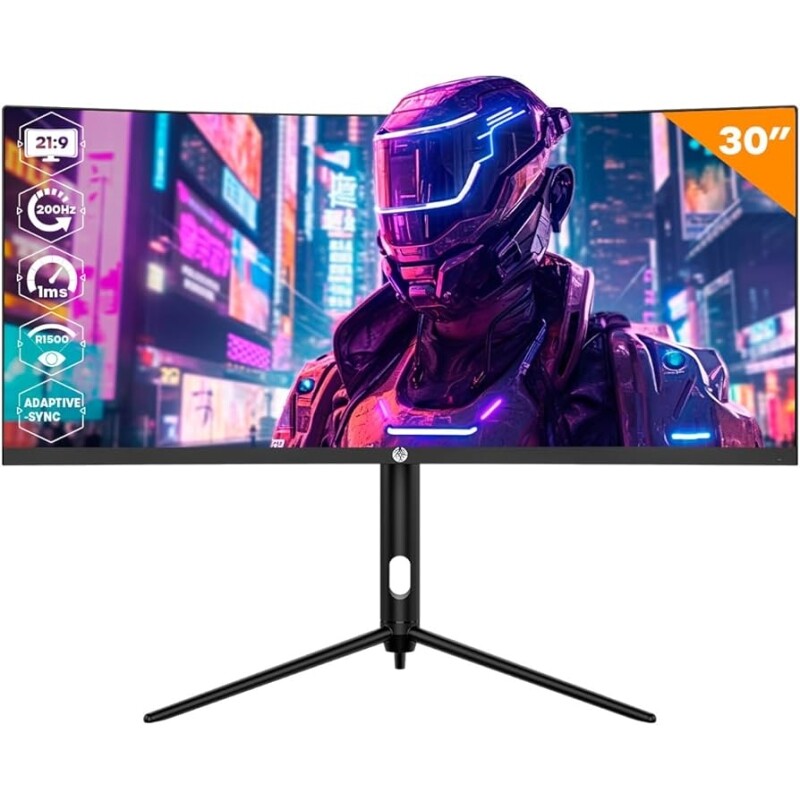 Monitor Gamer Haiz Curvo 30'' Ultrawide 200hz 1ms 2560x1080 Inteligente Adaptative Sync HDMI/DP- HZ-30