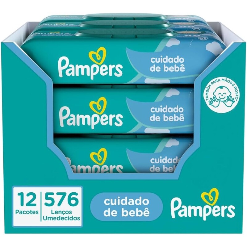 Lenços Umedecidos Pampers Cuidado de Bebê - 576 unidades