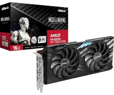 Placa de Vídeo ASRock Radeon RX 7900 GRE Challenger OC, 16GB, GDDR6, 256-Bit, Preto