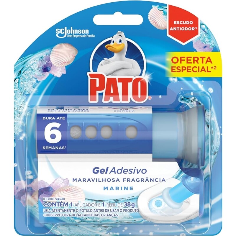 Pato Desodorizador Gel Adesivo Marine Limpeza Banheiro Vaso Sanitário Limpo e Perfumado Com Aplicador 6 Discos