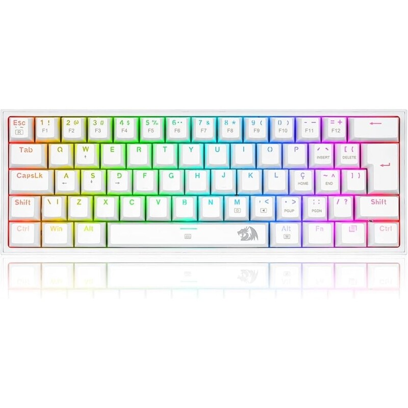 Teclado Mecanico Gamer Fizz Rgb Branco Switch Vermelho