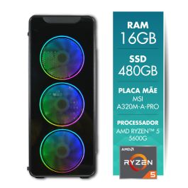 Computador Gamer AMD Ryzen 5 5600G 16GB SSD 480GB Radeon Vega 7 CertoX