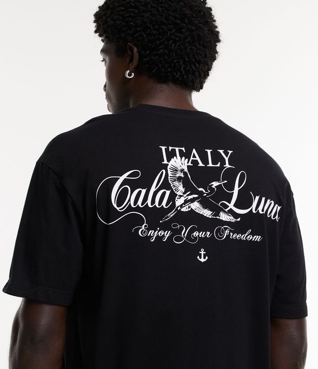 Camiseta Relaxed em Meia Malha com Estampa Frente e Costas Italy Cala Luna