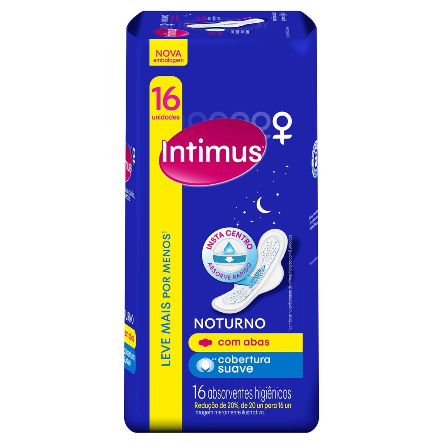 Absorvente Intimus Noturno Suave com Abas 16 Unidades Leve mais Por menos