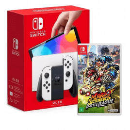 Nintendo Switch Oled Branco + Jogo Mario Strikers: Battle League