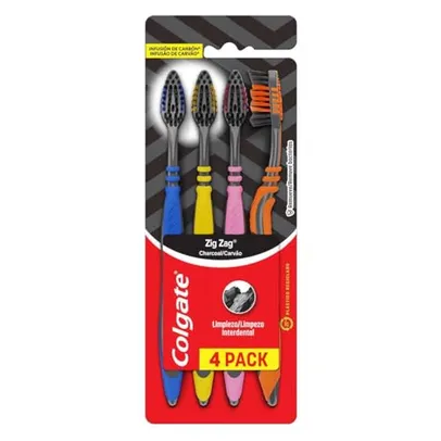 [R$ 9 REC&+por-] Colgate ZigZag Carvão - Escova Dental, 4 unidades