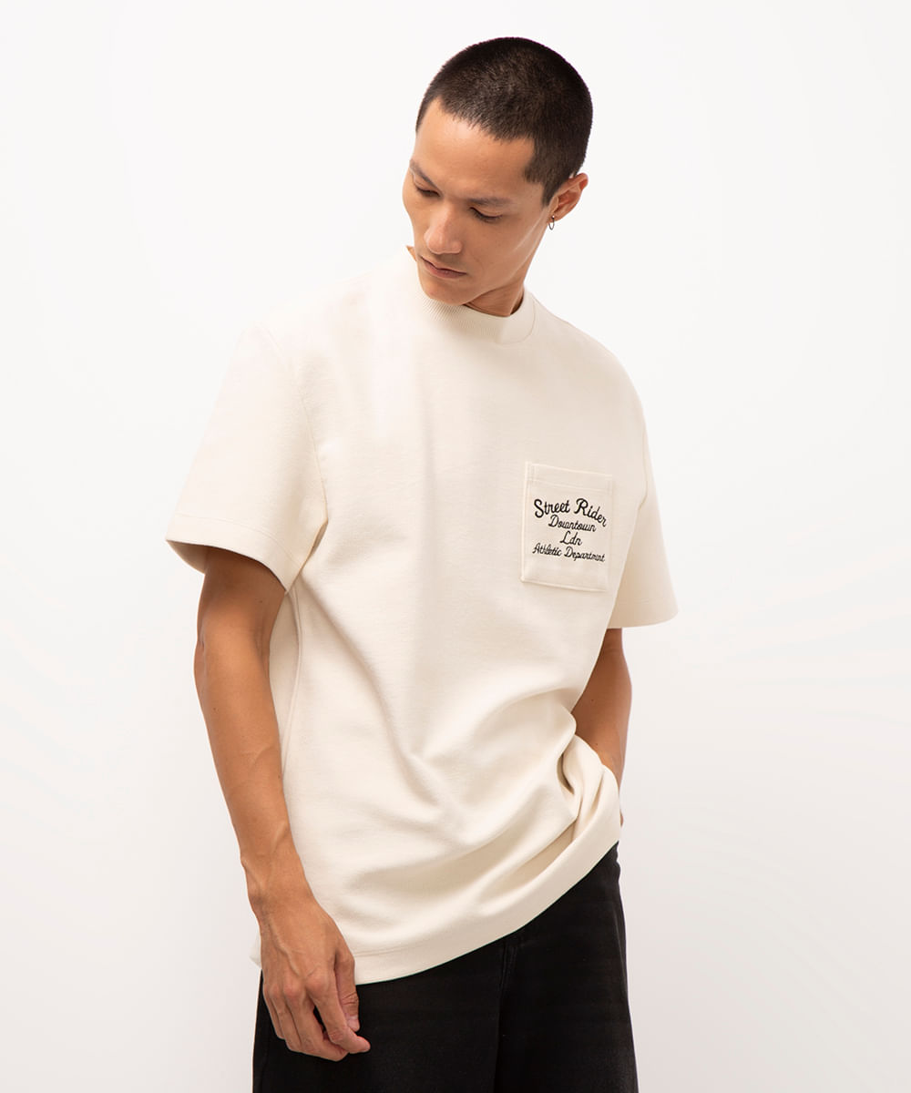 Camiseta de Algodão Texturizada Street Rider