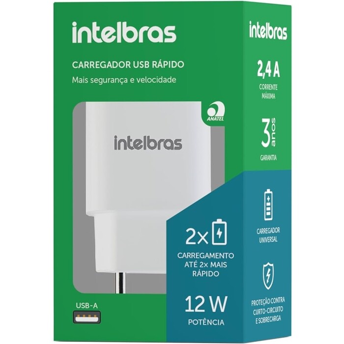 Fonte Carregador USB EC 1 Fast Branco Intelbras