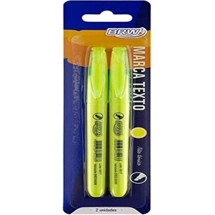 Caneta Marca Texto Fluorescente Amarelo Blister com 2 Unidades BRW