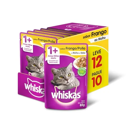 [Rec] Ração Úmida Whiskas Sachê Frango ao Molho para Gatos Adultos - Leve 12 Pague 10