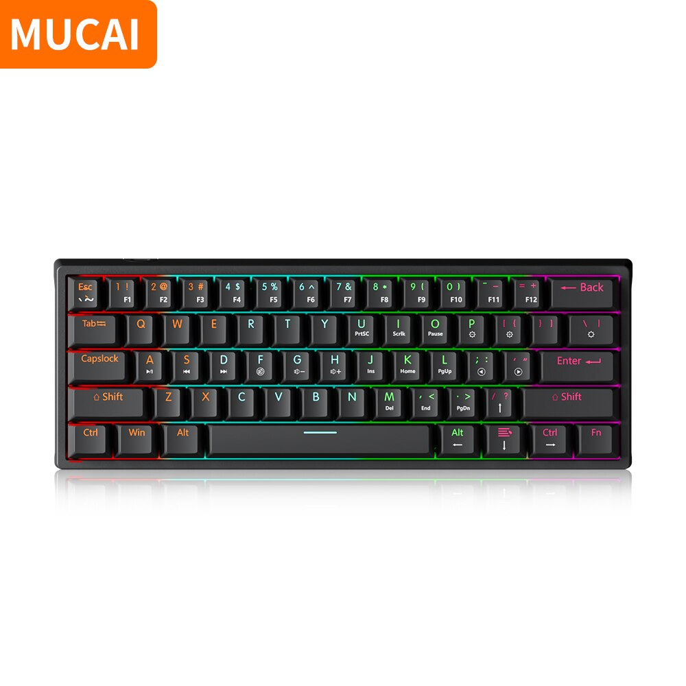 Teclado Mecânico RGB MUCAI MK61 61 Teclas Switch Red com Fio