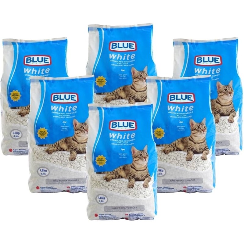 Pack Areia para Gatos Blue White Caixa com 6 Pacotes de 18kg