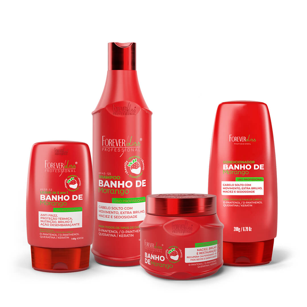 Kit Banho de Verniz Morango Completo Forever Liss