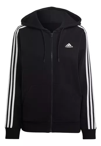 Blusa Adidas Capuz Zíper Regular Essentials 3-stripes