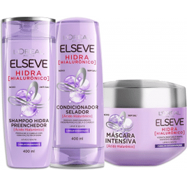 2 Unidades L'Oréal Paris Elseve Hidra Hialurônico Kit - Shampoo 400ml + Condicionador 400ml + Creme de Tratamento 300g