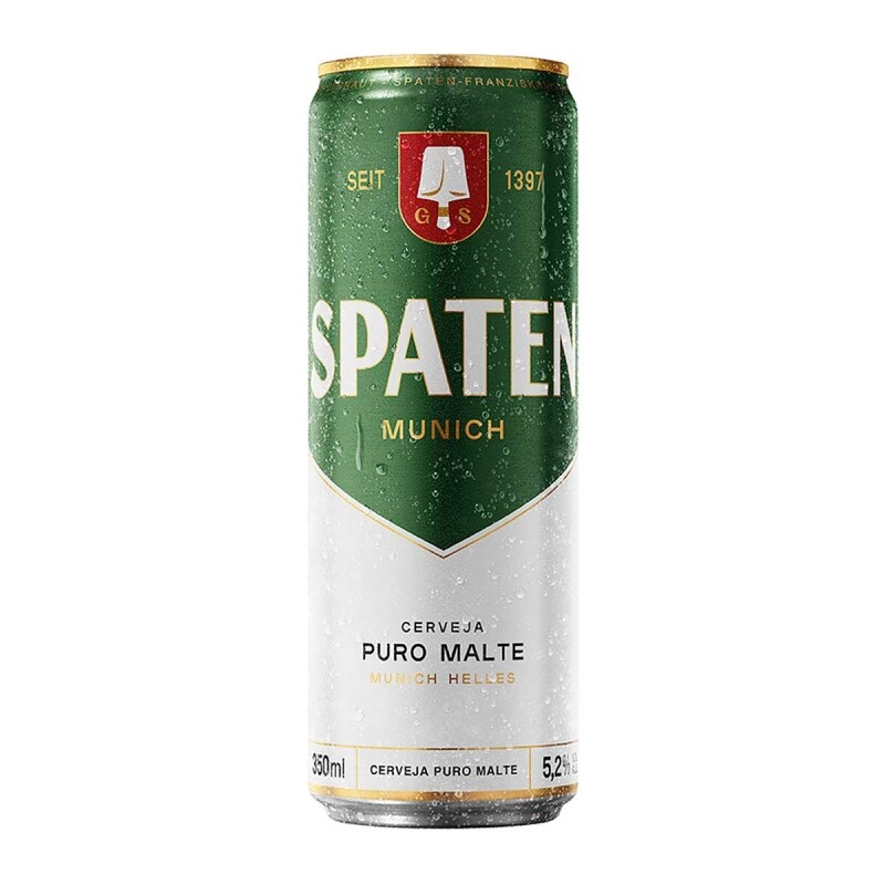 8 Unidades Cerveja Spaten Lata Sleek 350 ml