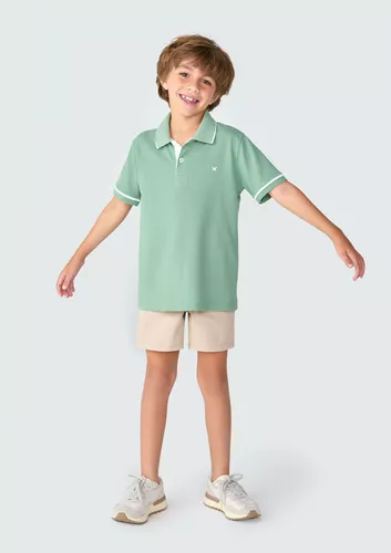 Camisa Polo Básica Menino Algodão Com Bordado Hering Kids