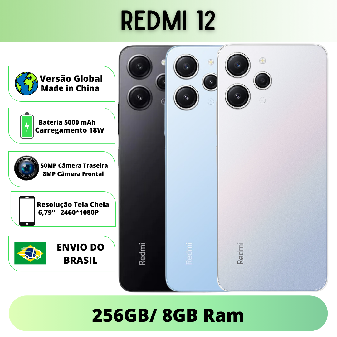 Smartphone Xiaomi Redmi 12 4G 8GB RAM 256GB 6,79" - Versão Global