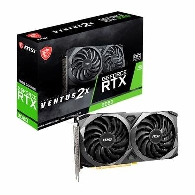 Placa de Vídeo RTX 3060 Ventus 2X MSI NVIDIA GeForce 12GB GDDR6 DLSS Ray Tracing - RTX 3060 Ventus 2X 12G OC