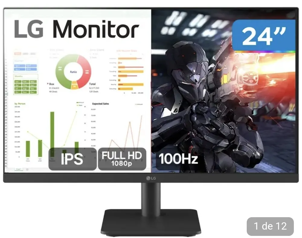 [Cliente Ouro] Monitor PC Gamer 100Hz UltraGear LG 24MS500-B.AWZM 24" Full HD IPS HDMI 24MS500-B