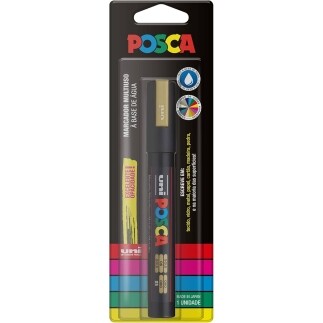 Caneta Marcador Posca PC-5M Ponta Média Traço de 25mm a 68mm Ouro Blister com 1 Unidade