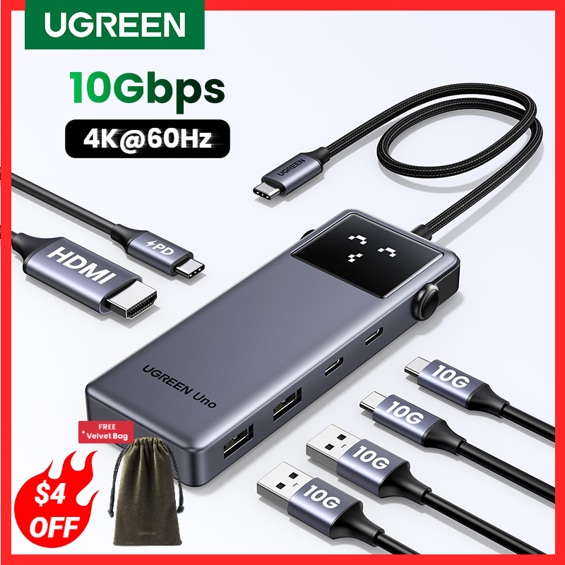 UGREEN | USB C HUB 6-em-1 4K60Hz PD100W 10Gbps USB3.2