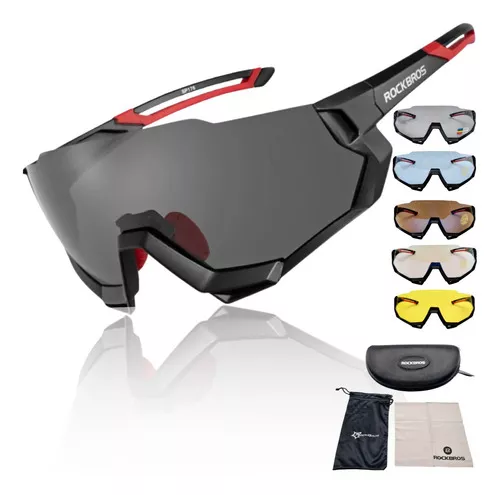 Óculos Rockbros Ciclismo Rb-sp176 Com 5 Lentes + Case Armação Preto