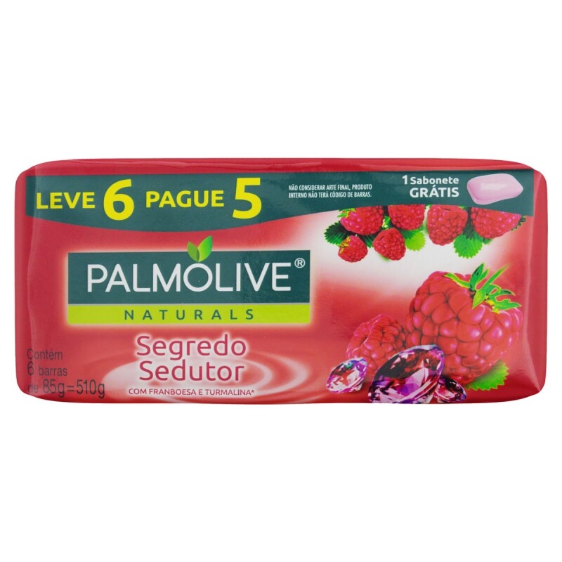 Sabonete em Barra Palmolive Naturals Framboesa e Turmalina 510g - 6 Unidades